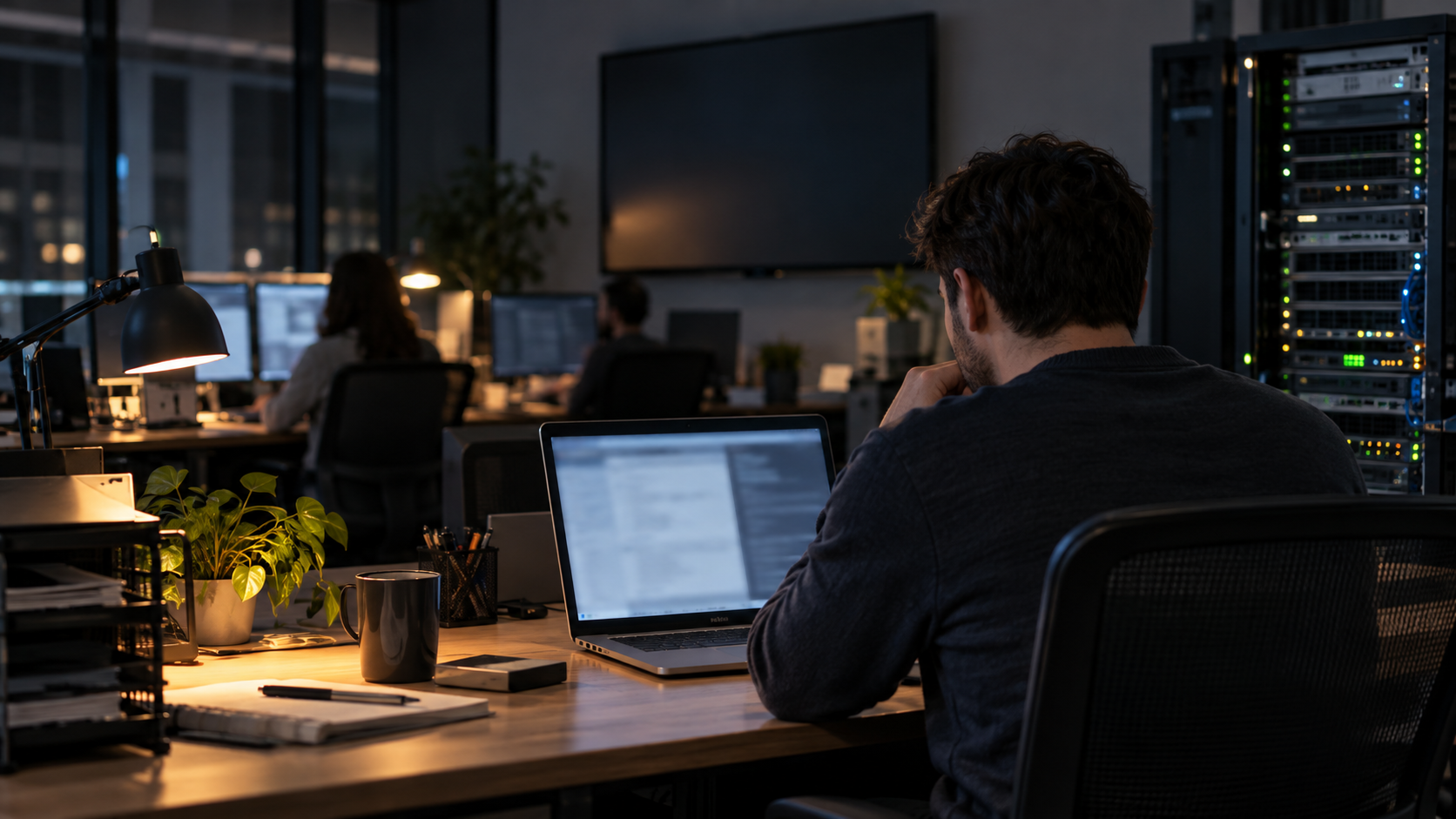 Synthetic representative editorial scene of an unbranded support-security analyst reviewing a support-site incident; not a photo of a named company or actual event.