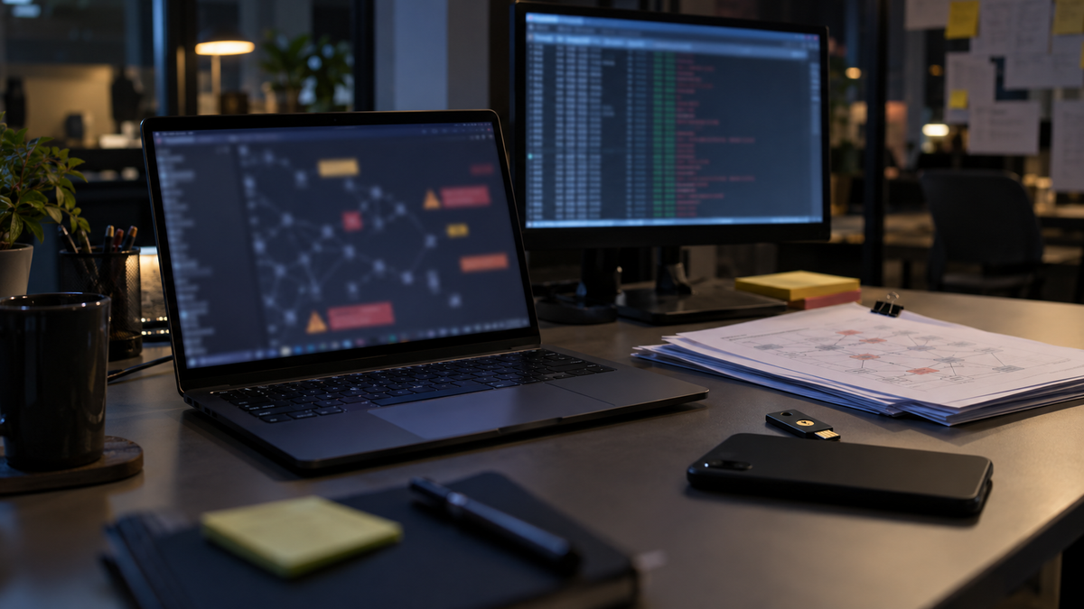 Synthetic representative editorial scene of an unbranded support security desk reviewing AI-agent dependency exposure; not Tensorlake staff, Socket staff or an actual compromised host.